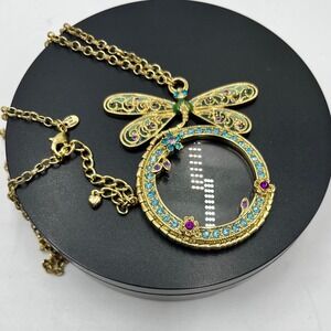 Colleen Lopez My Favorite Things Dragonfly 5x Magnifying Pendant Glass Necklace